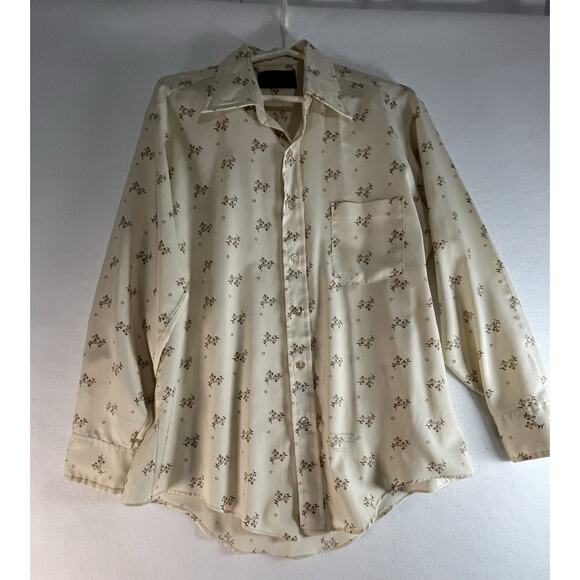 Sears Shirt Disco Collar Mod Hippy Nik Striped Large‎ Mens 16.5 34 Vtg - Picture 1 of 11